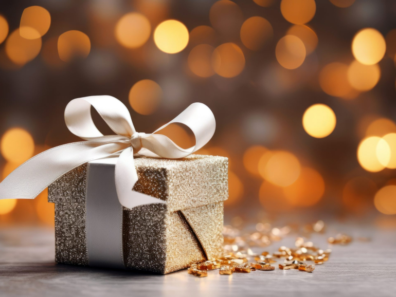 A group of wrapped presents on top of a table