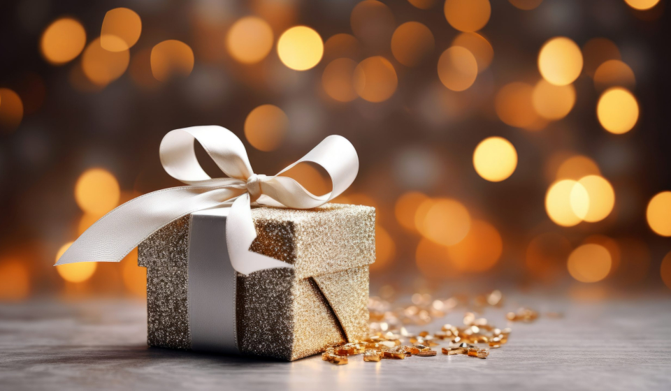 A group of wrapped presents on top of a table